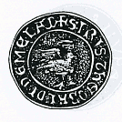 Sceau utilisé par Thibaut de Melay "preceptor domorum in Normannia" comme témoin d'une vente faite par un prêtre en 1240.